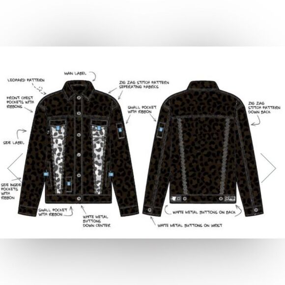 NWT The Hideout Clothing Men’s Tropics Leopard Denim Button Down Jacket - 3XL - Picture 7 of 10